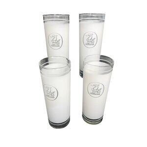 4 Vintage Gilbey's Gin Glasses Frosted Highball Gryphon Dragon Turret